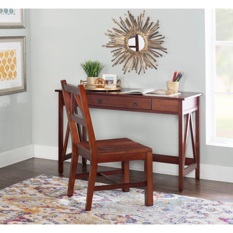 Antique Tobacco Solid Wood Writing Desk with Drawer