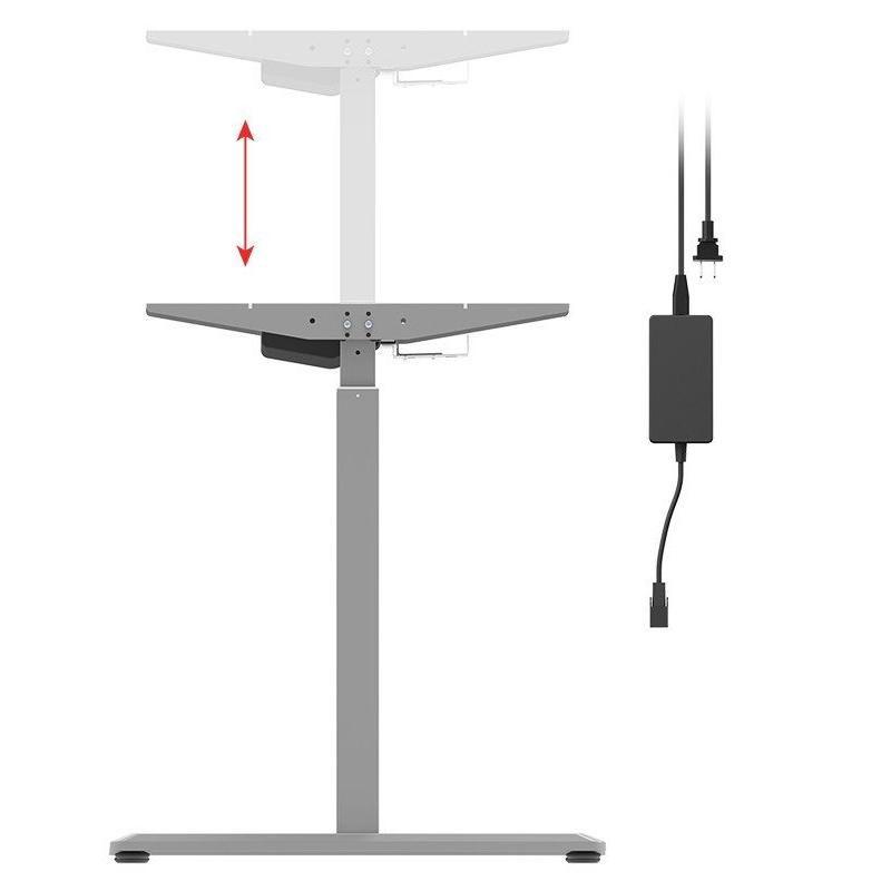 Monoprice Height Adjustable Sit-Stand Riser Table Desk Frame - Grey With Electric Single Motor, Compatible With Desktops From 39in-63in Wide