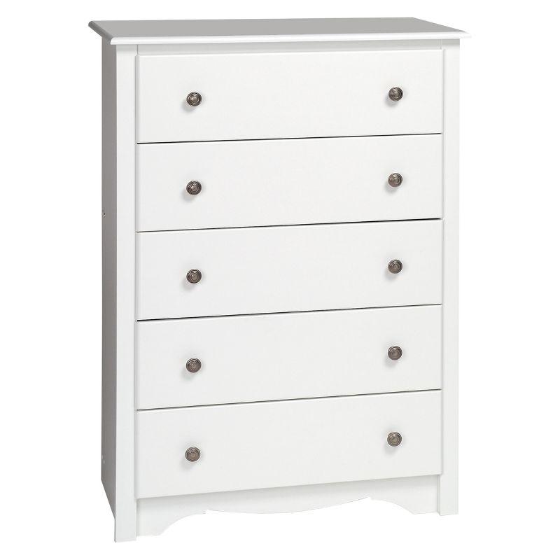 Fremont White 5-Drawer Tall Dresser in Laminated Composite Wood