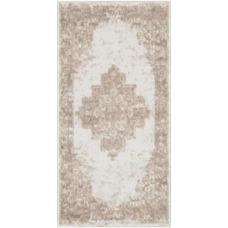 Nourison Grafix Center Medallion Area Rug Ivory Beige 2' x 4'