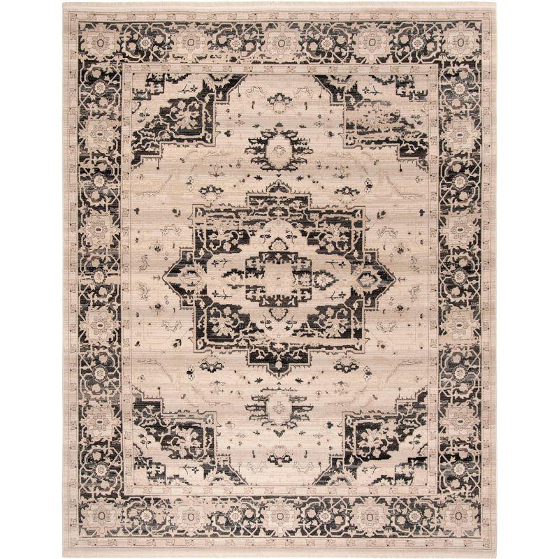 Heirloom Elegance Ivory/Charcoal Synthetic 9' x 12' Area Rug