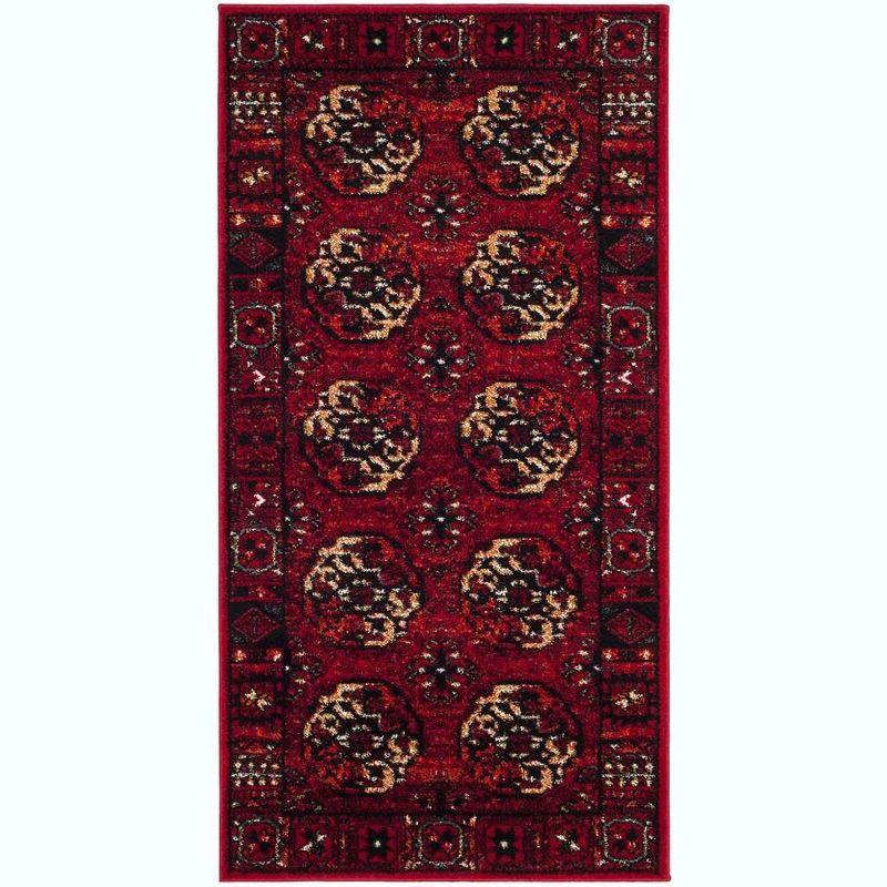 Vintage Red Synthetic Persian Style Area Rug, 2'7" x 5'