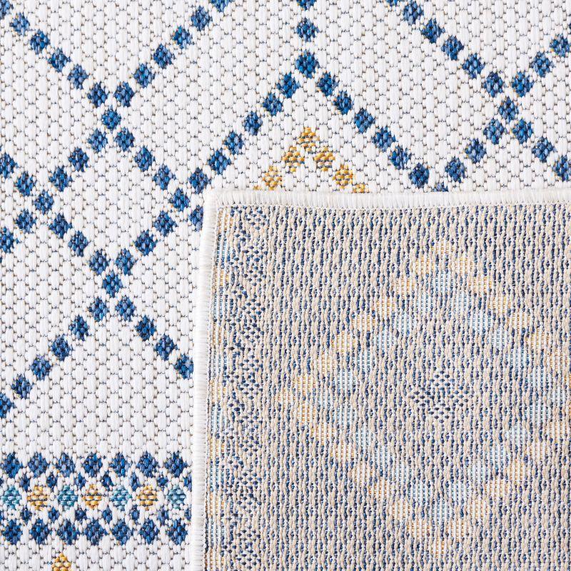 Courtyard CY9681 Power Loomed Indoor/Outdoor Area Rug - Ivory/Navy Yellow - 6'7"x6'7" - Safavieh.