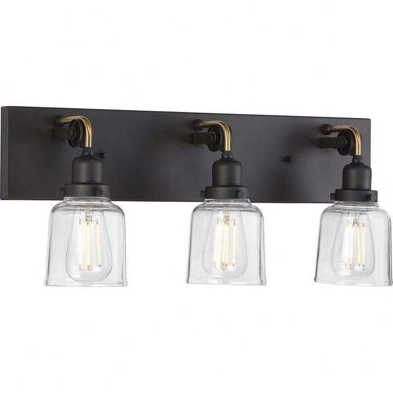 Progress Lighting, Rushton, 3-Light, Bath Vanity, Graphite, Clear Glass Shades