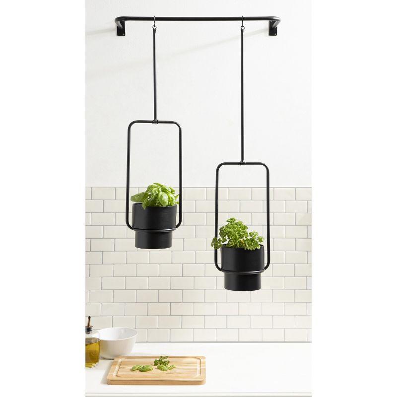 Kate and Laurel Ascher Round Metal Hanging Planter, 24x8x39, Black