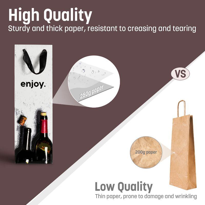 Tirrinia Tirrinia 12 Pieces Wine Gift Bags, 4 Designs Silk Handles Recyclable Paper Wine Bottle Bags