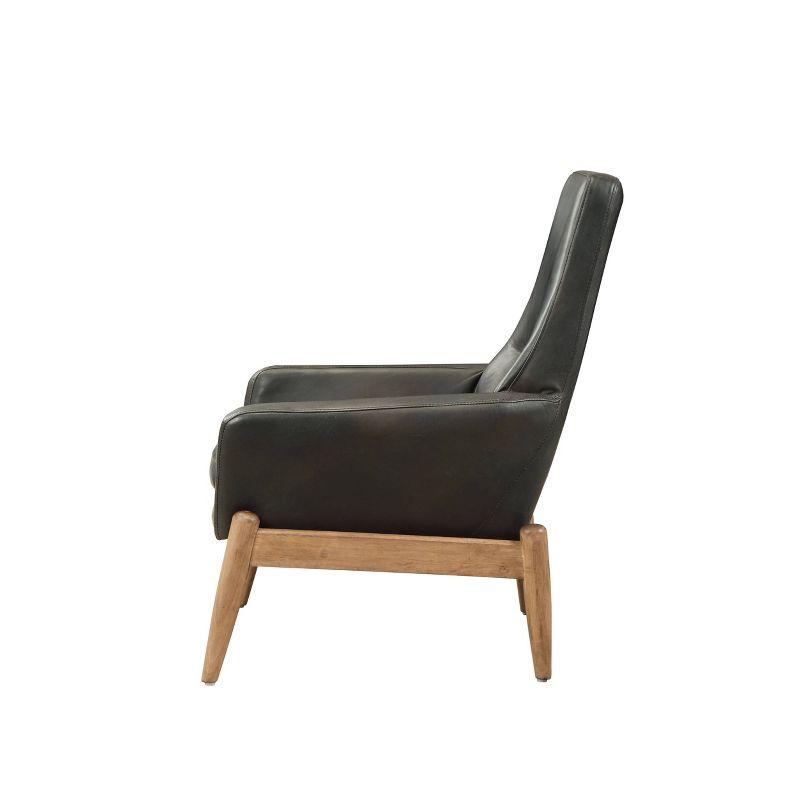 30" Dolphin Accent Chair Black Top Grain Leather - Acme Furniture: No Assembly, Wood Frame, Spot Clean, Attached Cushions