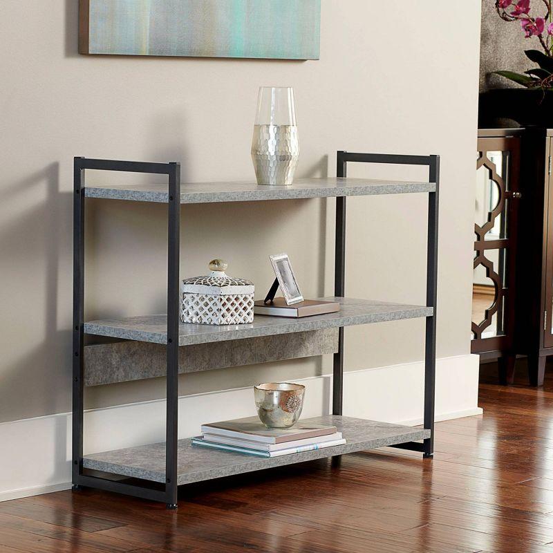 Gray and Black 3-Tier Industrial Bookshelf