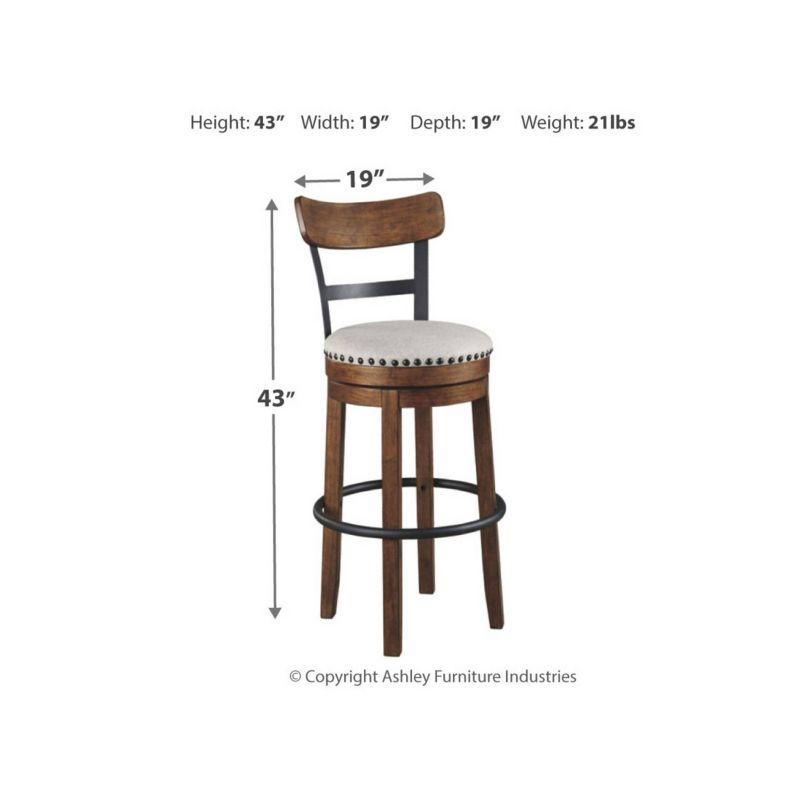Tall Valebeck Upholstered Swivel Barstool Brown - Signature Design by Ashley: Kitchen Counter Height, Rustic Style
