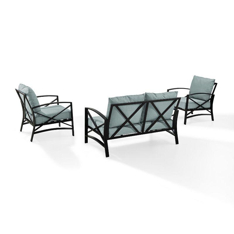 Kaplan 3-Piece Black Steel Outdoor Conversation Set with Cushions