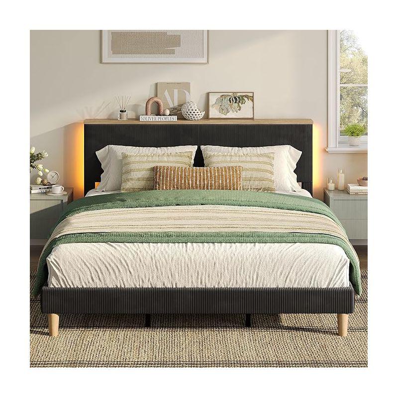Bestier Queen Size Bed Frame with Headboard Black
