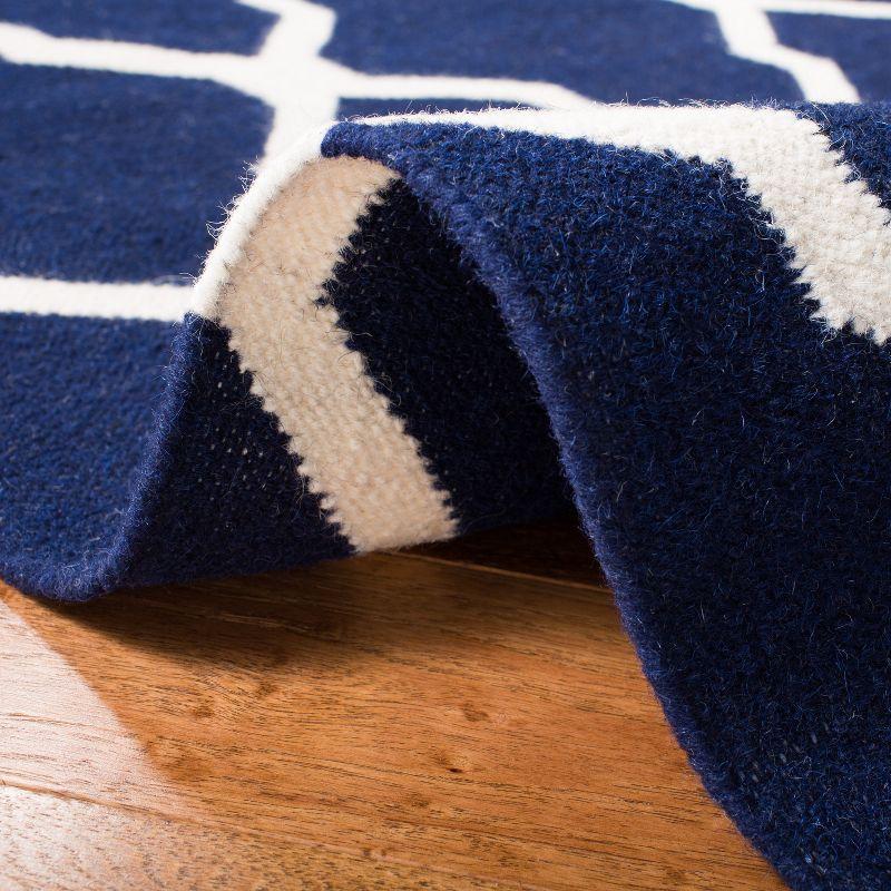Dhurries DHU634 Hand Woven Area Rug - Navy/Ivory - 5'x8' - Safavieh.