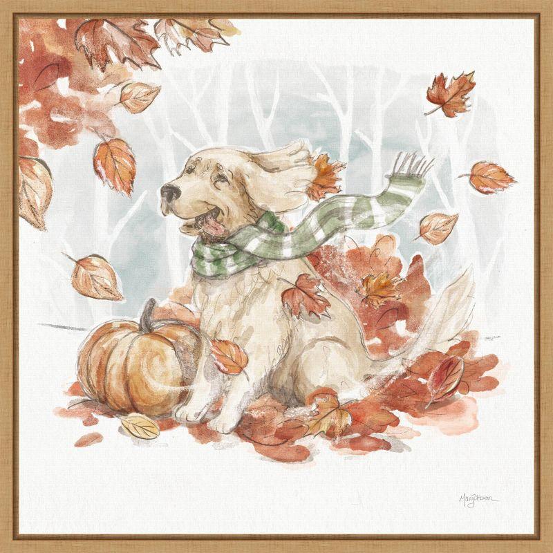 Amanti Art 22"x22" Autumn Dogs II by Mary Urban Framed Canvas Wall Art Print