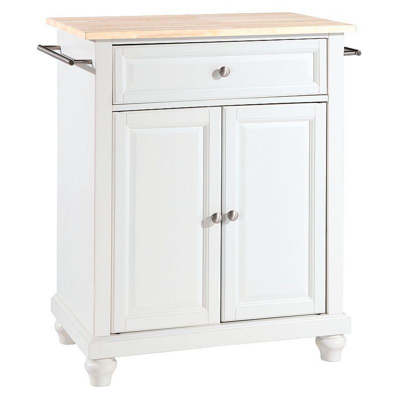 Cambridge 35" White Natural Wood Top Kitchen Island