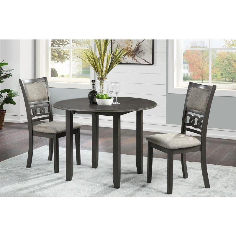 New Classic Furniture,Gia 3-Piece 42" Wood Round Dining Set With 2 Chairs In Gray