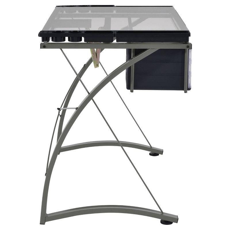 Melo 3 Drawer Glass Top Drafting Desk with Supply Storage Silver - Coaster