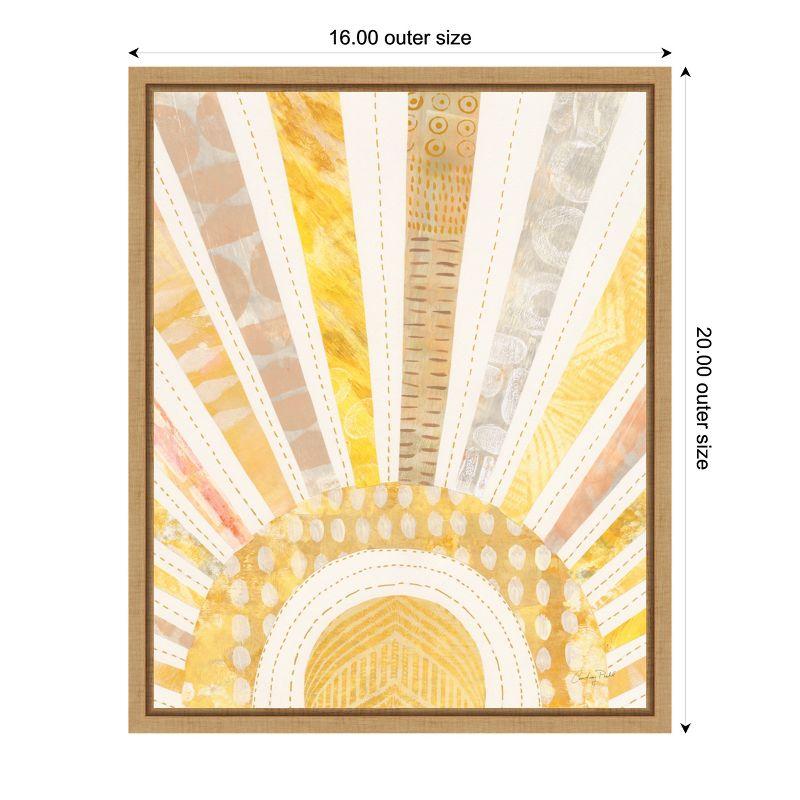 Sunburst Abstract Yellow and Beige Canvas Wall Art with Floater Frame