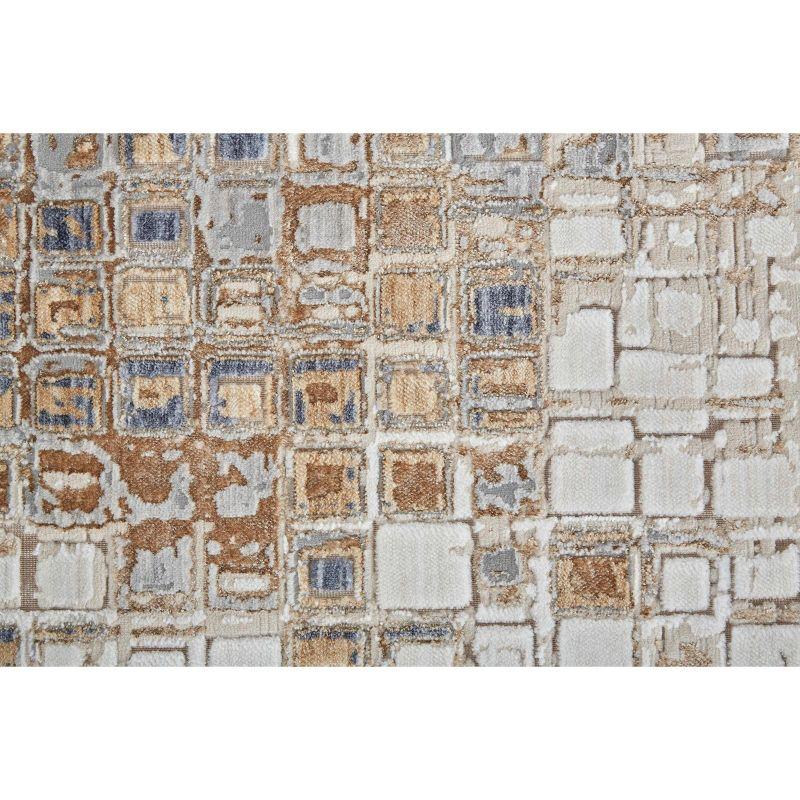 Laina Transitional Geometric Tan/Ivory/Blue Area Rug