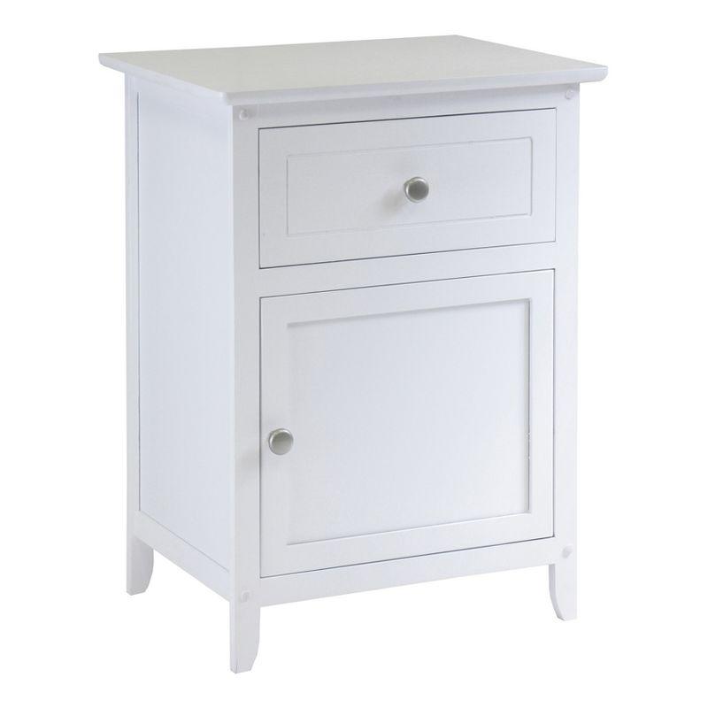 Eugene Nightstand - White - Winsome: Wood Composite Bedside Cabinet with Storage Drawer & Shelf