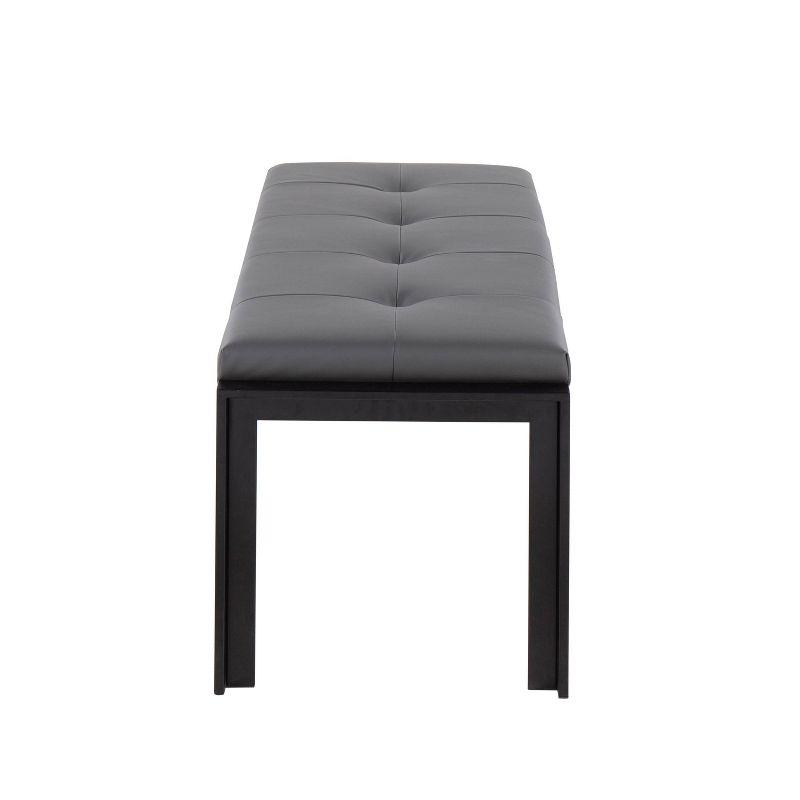 LumiSource 46" Fuji PU Leather/Metal Bench Black/Gray : Upholstered Rectangle, Padded Seat, 500lb Capacity