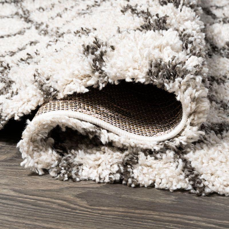 3'x5' Algaida Moroccan Diamond Shag Area Rug, Beige/Dark Gray - JONATHAN Y