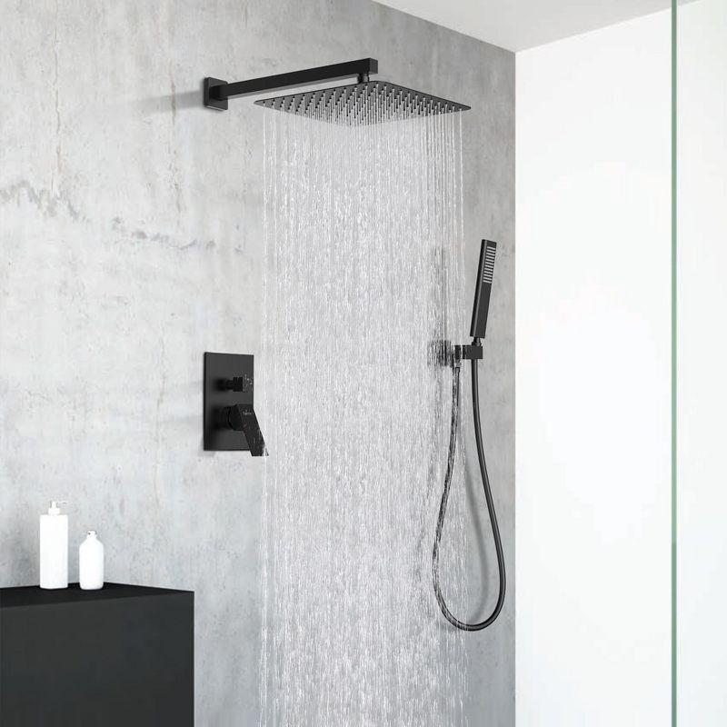 12in. Rain Shower Head System with Bath Tub Faucet Set and Handheld in Matte Black