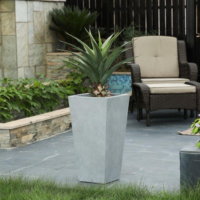 LuxenHome Square Tapered 24.2" Tall Planter Brown