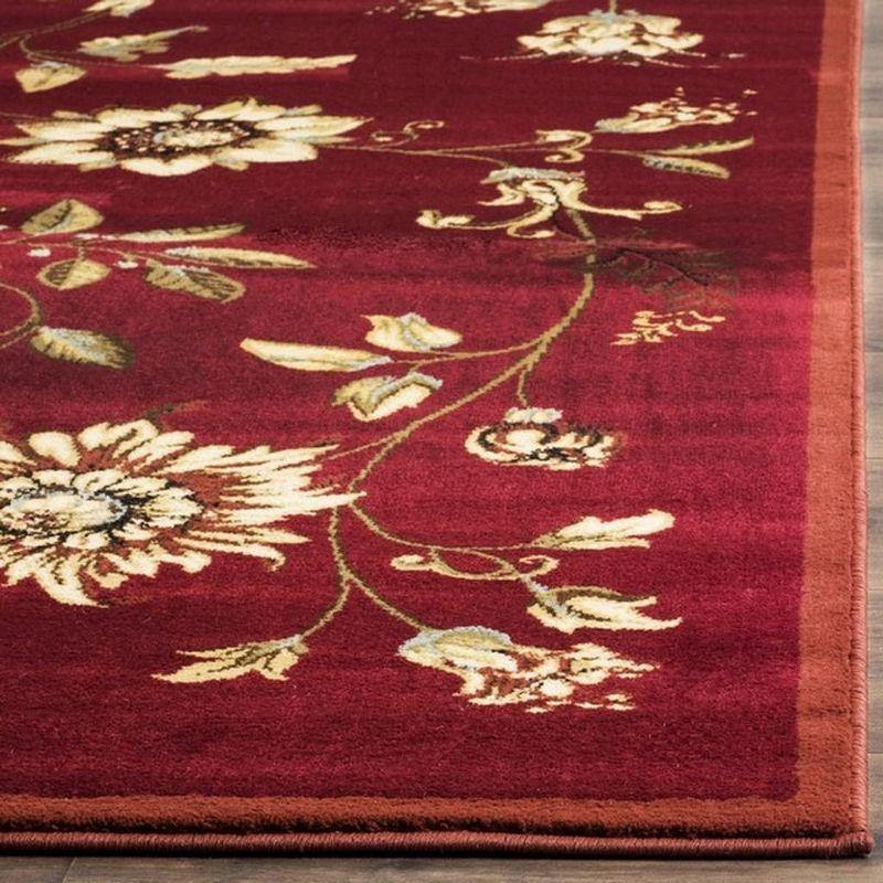 Lyndhurst Red Floral Synthetic Rectangular Area Rug