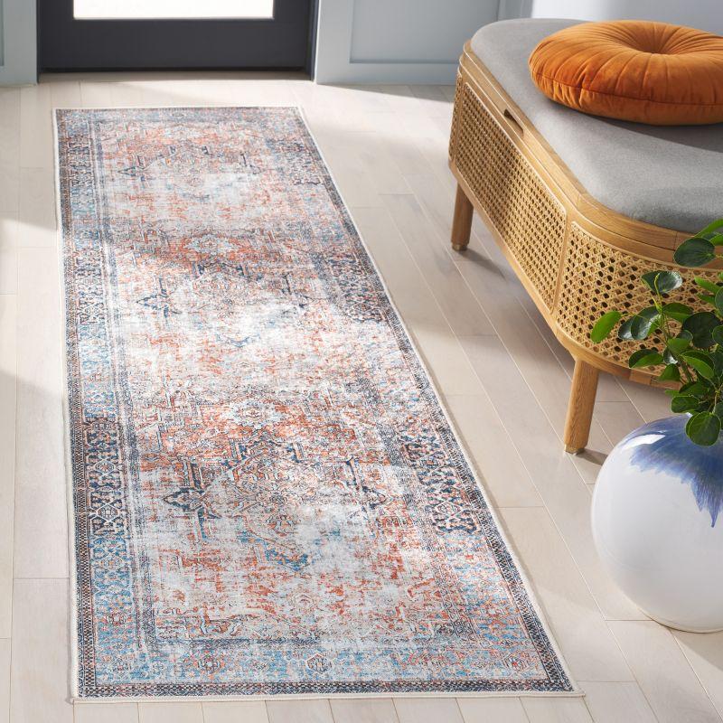 Orlando ORL764 Power Loomed Indoor Runner - Orange / Blue - 2'-2" x 8' - Safavieh