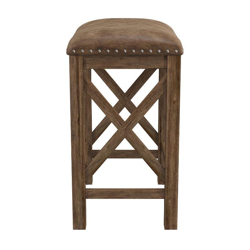 Set of 2 Willow Bend Counter Height Barstool Walnut/Brown- Hillsdale Furniture: Upholstered, Rustic Finish, Wood Frame