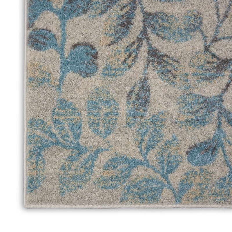 Nourison Tranquil 2' X 4' Ivory/Turquoise Area Rug Contemporary Botanical Vine and Bloom by Nourison