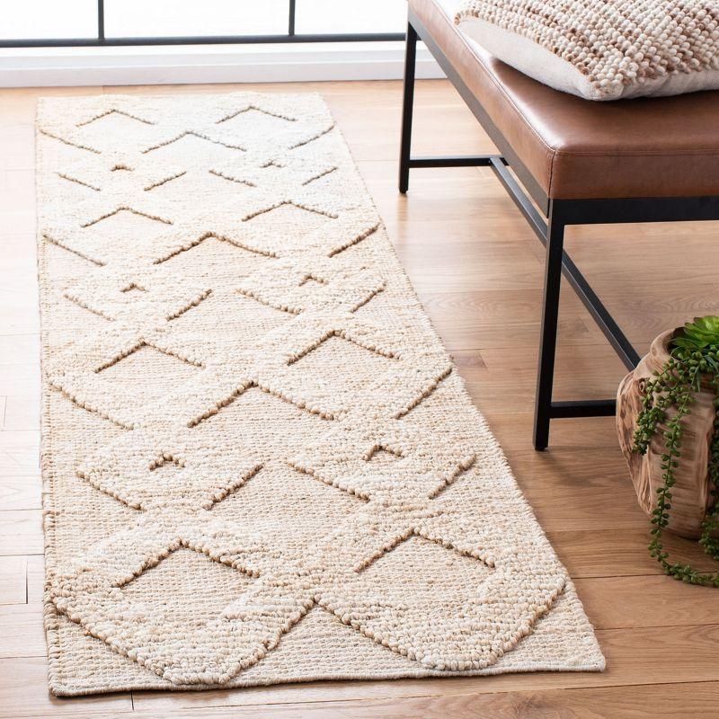 Ivory Cotton Hand-Knotted Non-Slip Area Rug - 27"x7"