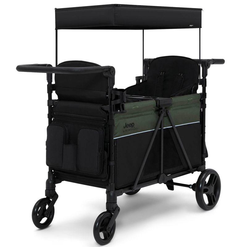 Double All-Terrain Black and Green Steel Stroller Wagon