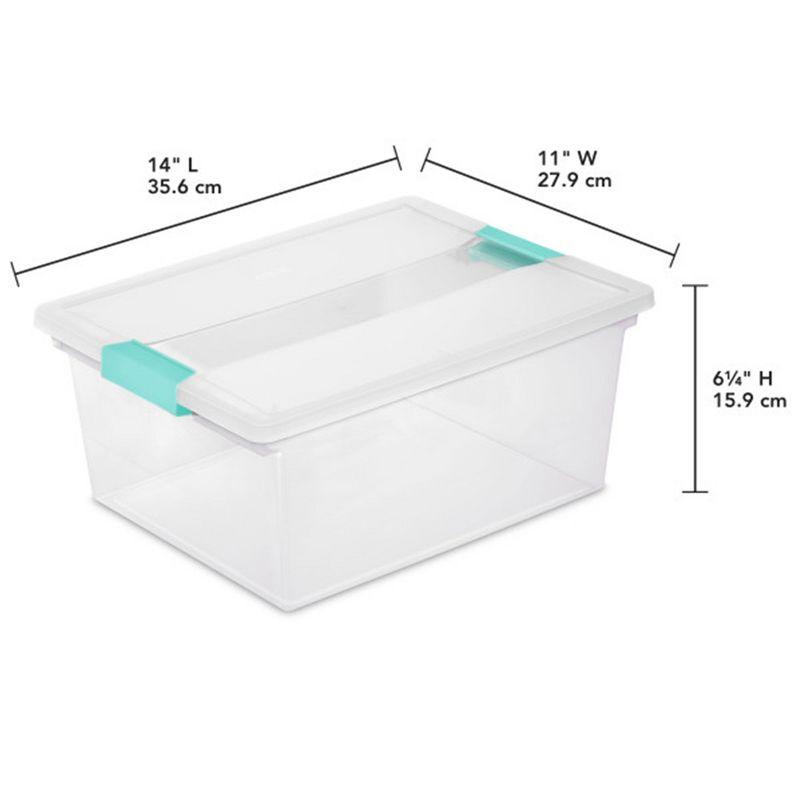 Sterilite Clip Box, Stackable Storage Bin with Latching Lid, Plastic Container to Organize Office, Crafts, Home, Clear Base and Lid