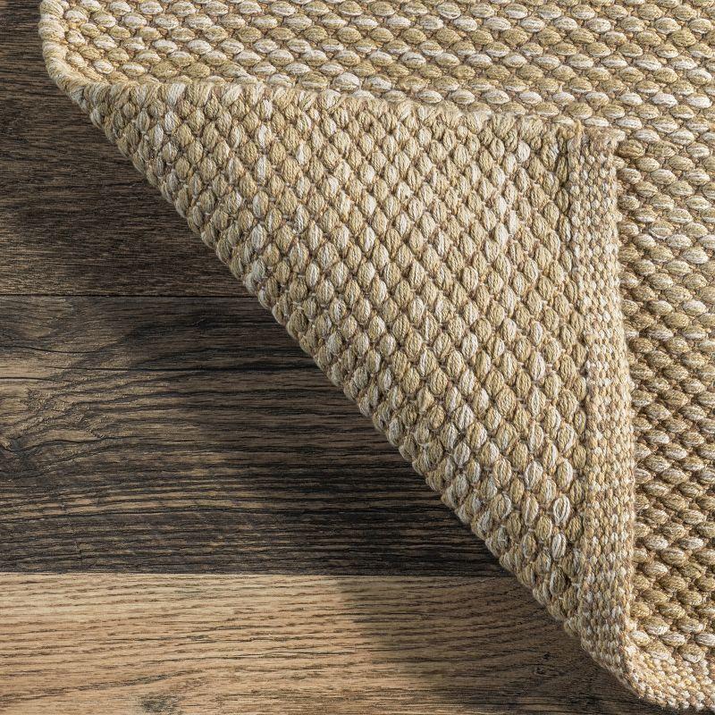 Handwoven Beige Cotton 5'x8' Farmhouse Area Rug