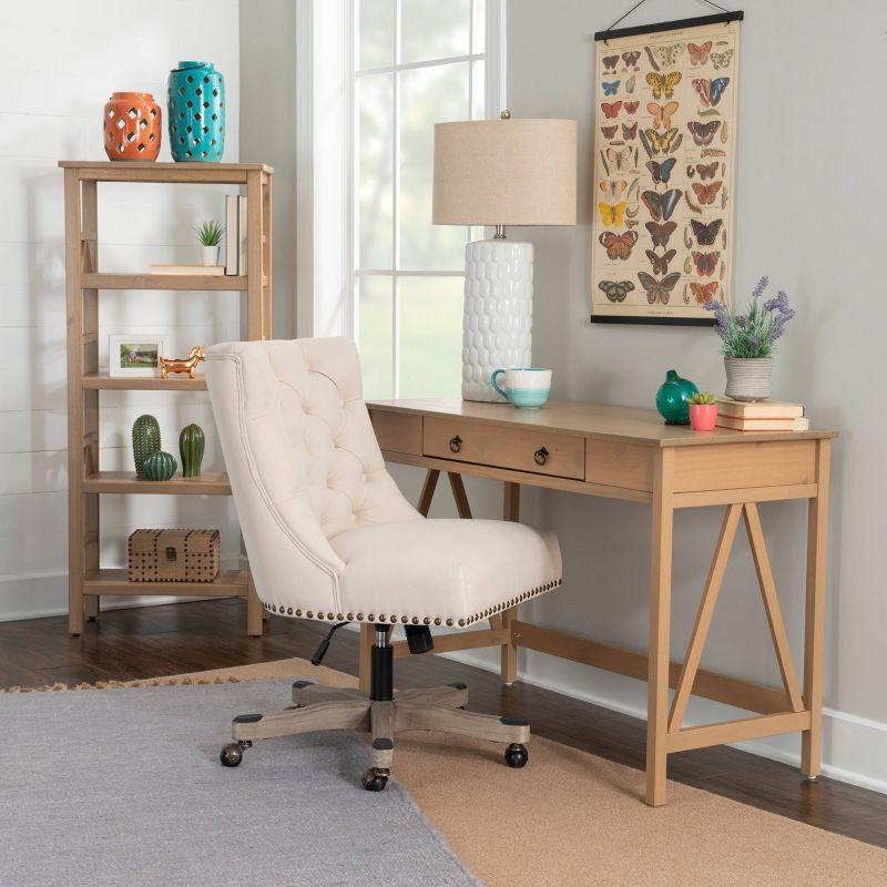 Rustic Driftwood Gray Wood Writing Desk with Drawer