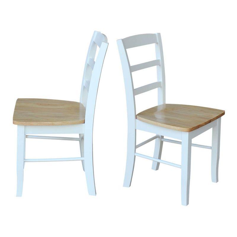 3pc Dining Table with 2 Ladderback Chairs White/Natural – International Concepts: Solid Wood, Square, Non-Extension