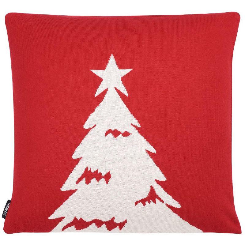 Red and White Holiday Christmas Tree Throw Pillow Set