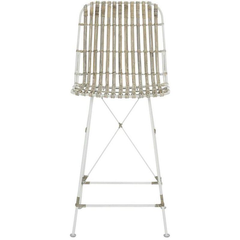 Minerva White Wicker and Metal Counter Stool Set