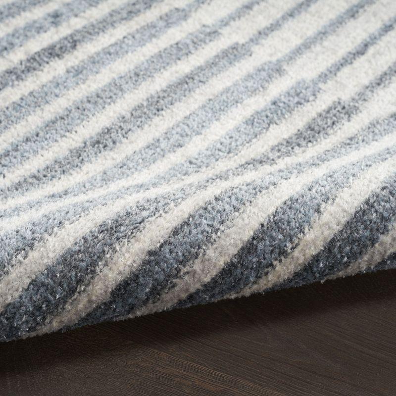 Nourison Astra Machine Washable Semi Circles Mid-Century Modern Indoor Rug Ivory Blue 2'2" x 4'