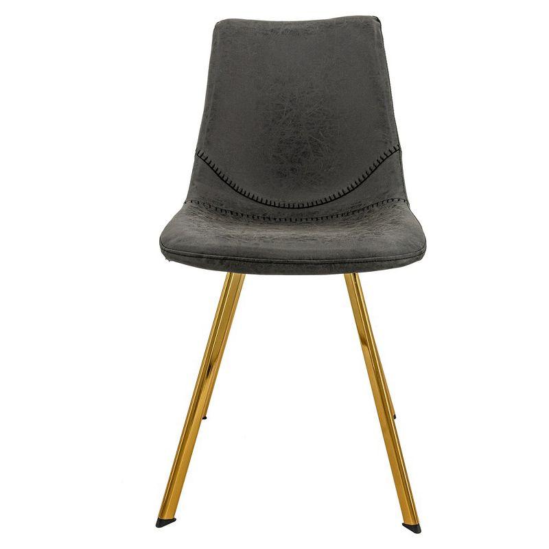 LeisureMod Markley Dining Chair Modern Upholstered Leather with Gold Legs Set of 2