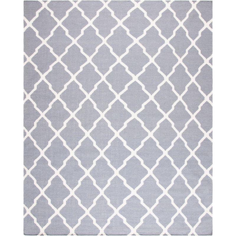 Handmade Grey/Ivory Geometric Wool Area Rug 8' x 10'