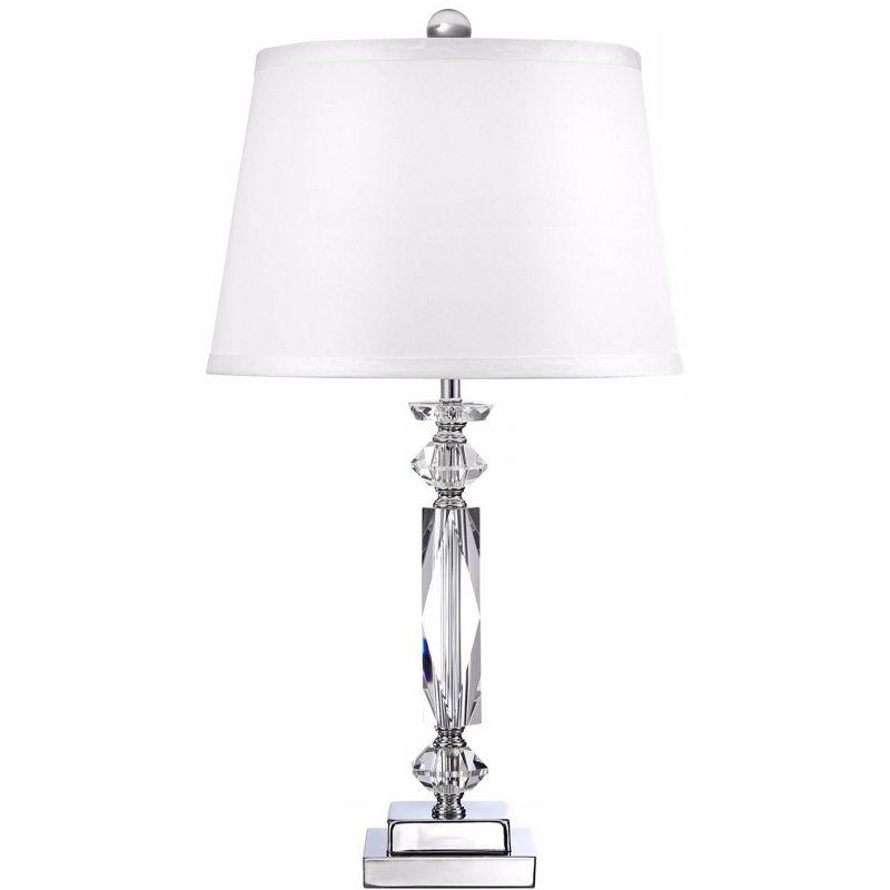 Vienna Full Spectrum Modern Luxury Accent Table Lamp 23" High Clear Crystal Column White Tapered Drum Shade for Living Room Bedroom Bedside Office