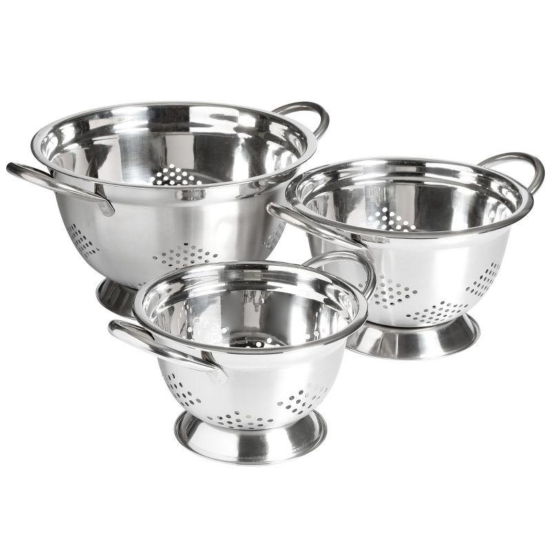 Oster Metaline 3 Piece Stainless Steel Kitchen Colander Set in Silver