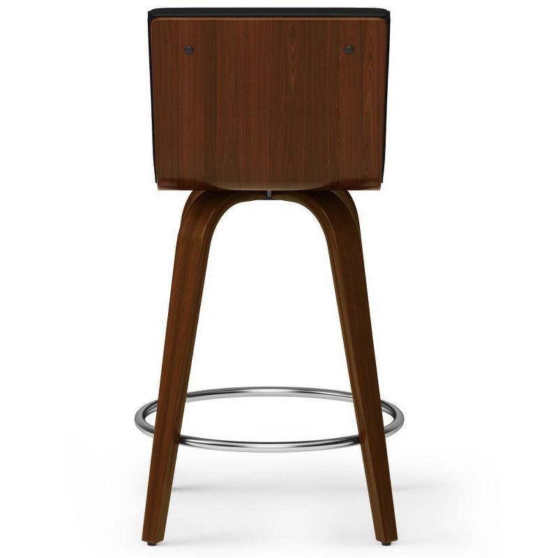 Simpli Home Roland Swivel Upholstered Mid-Century Modern Stool with Padded Seat and Back