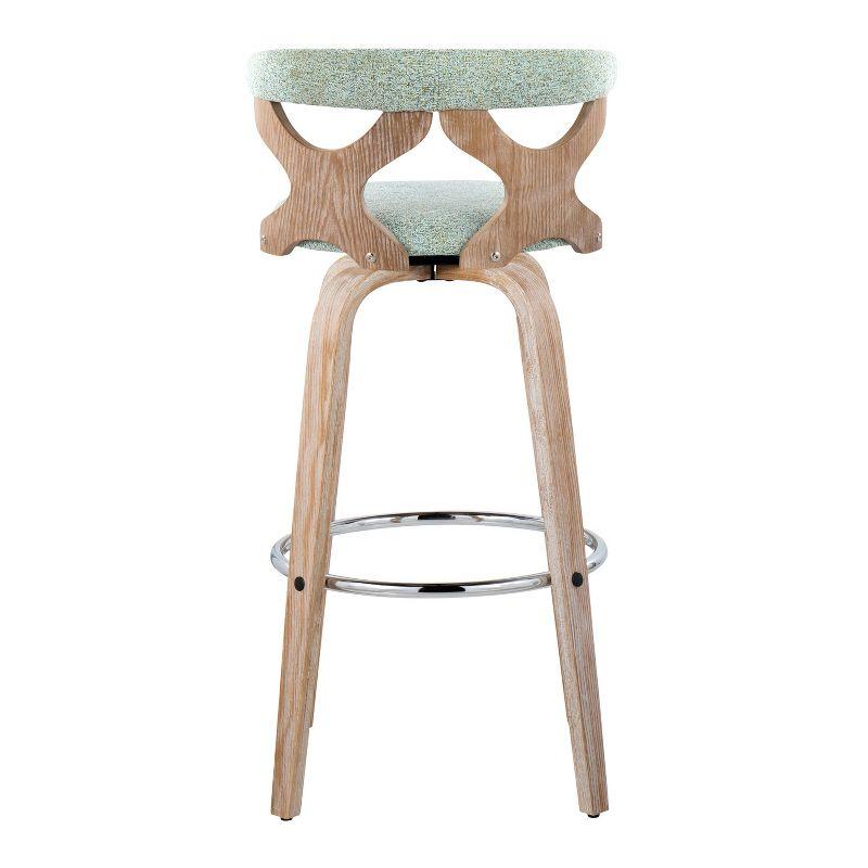 Set of 2 Gardenia Barstools White Wash/Seafoam Green: Fixed Height, Padded Swivel Seat - LumiSource