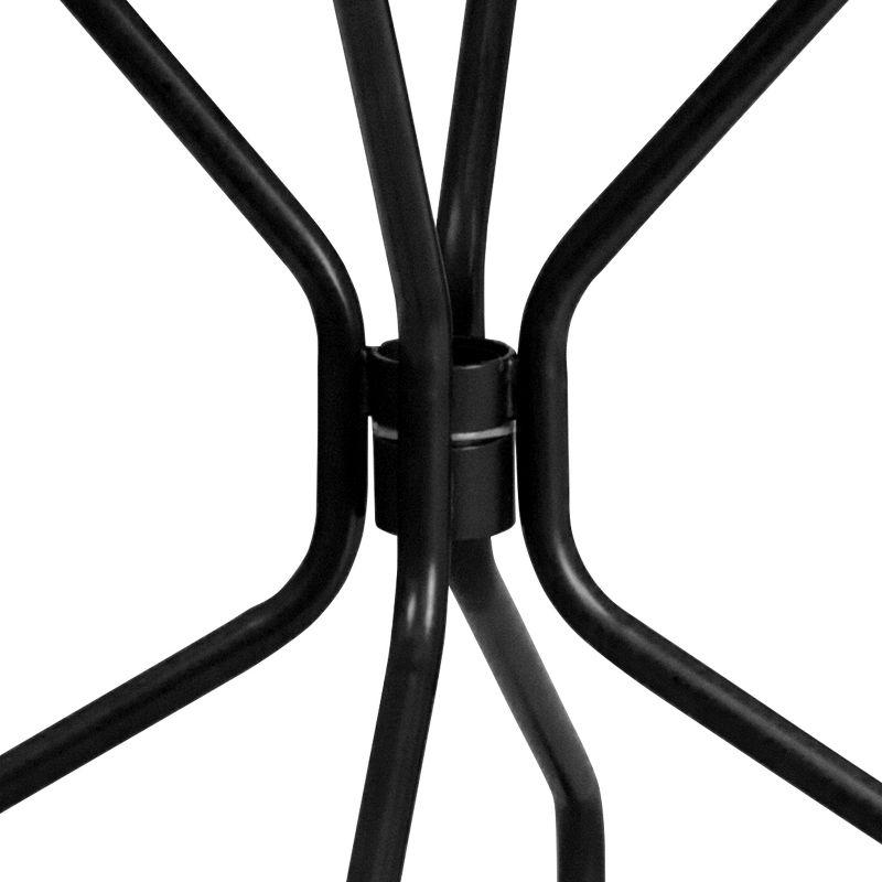 Flash Furniture Oia Commercial Grade 35.25" Round Black Indoor-Outdoor Steel Patio Table with Umbrella Hole