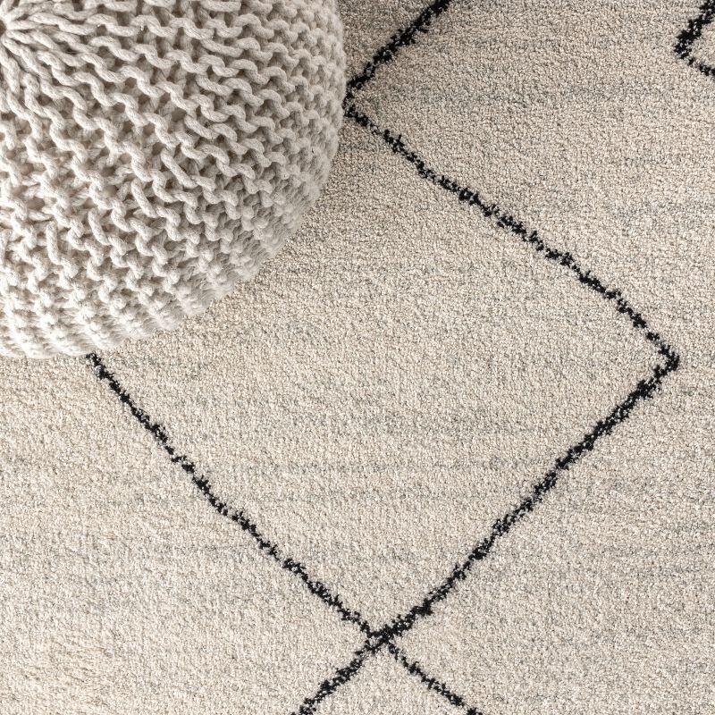 2'x8' Zaina Moroccan Beni Souk Runner Rug, Cream/Black - JONATHAN Y