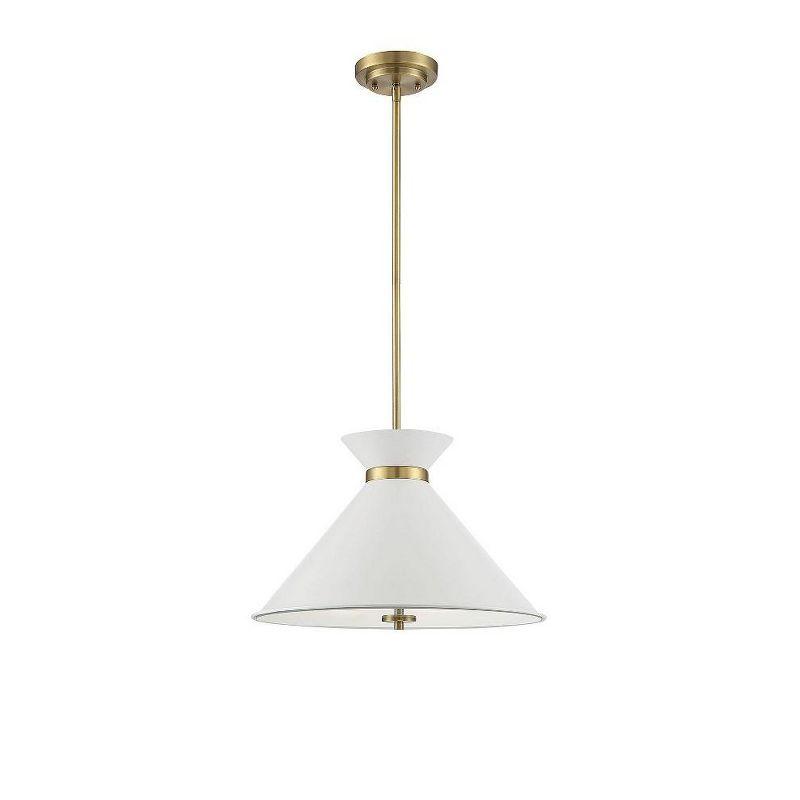 Lamar 3-Light Black and Warm Brass Pendant with Glass Shade