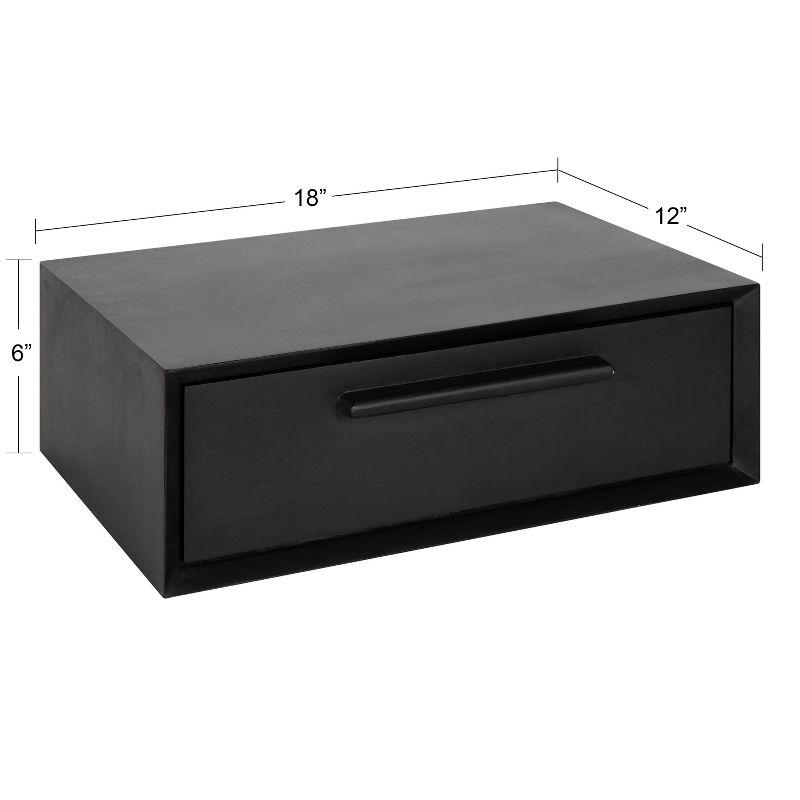 McCutcheon Black Mango Wood Floating Storage Shelf with Concealed Cubby